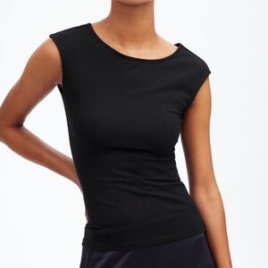 Madewell Scoopneck Cap Sleeve Tee Black L